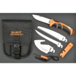 Folded Black Knife Set Nylon/Rub Handle Black Boxed